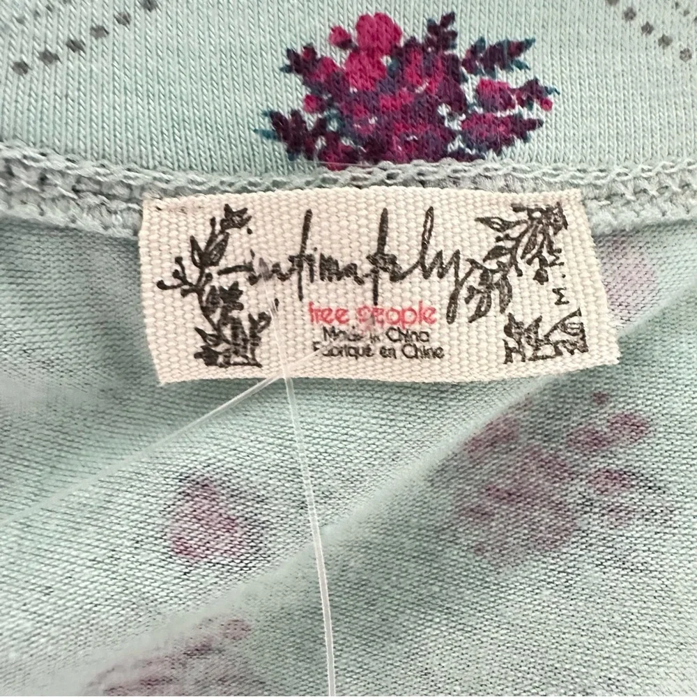 Free People Intimately Mix It Up‎ Baby Crop Top Turquoise Floral Size Medium NWT